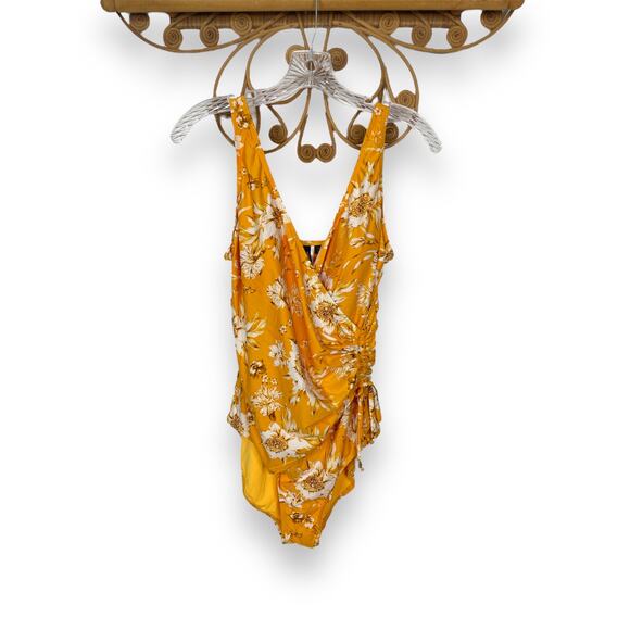 Niptuck Yellow Floral Swimsuit 10 - Picture 1 of 5